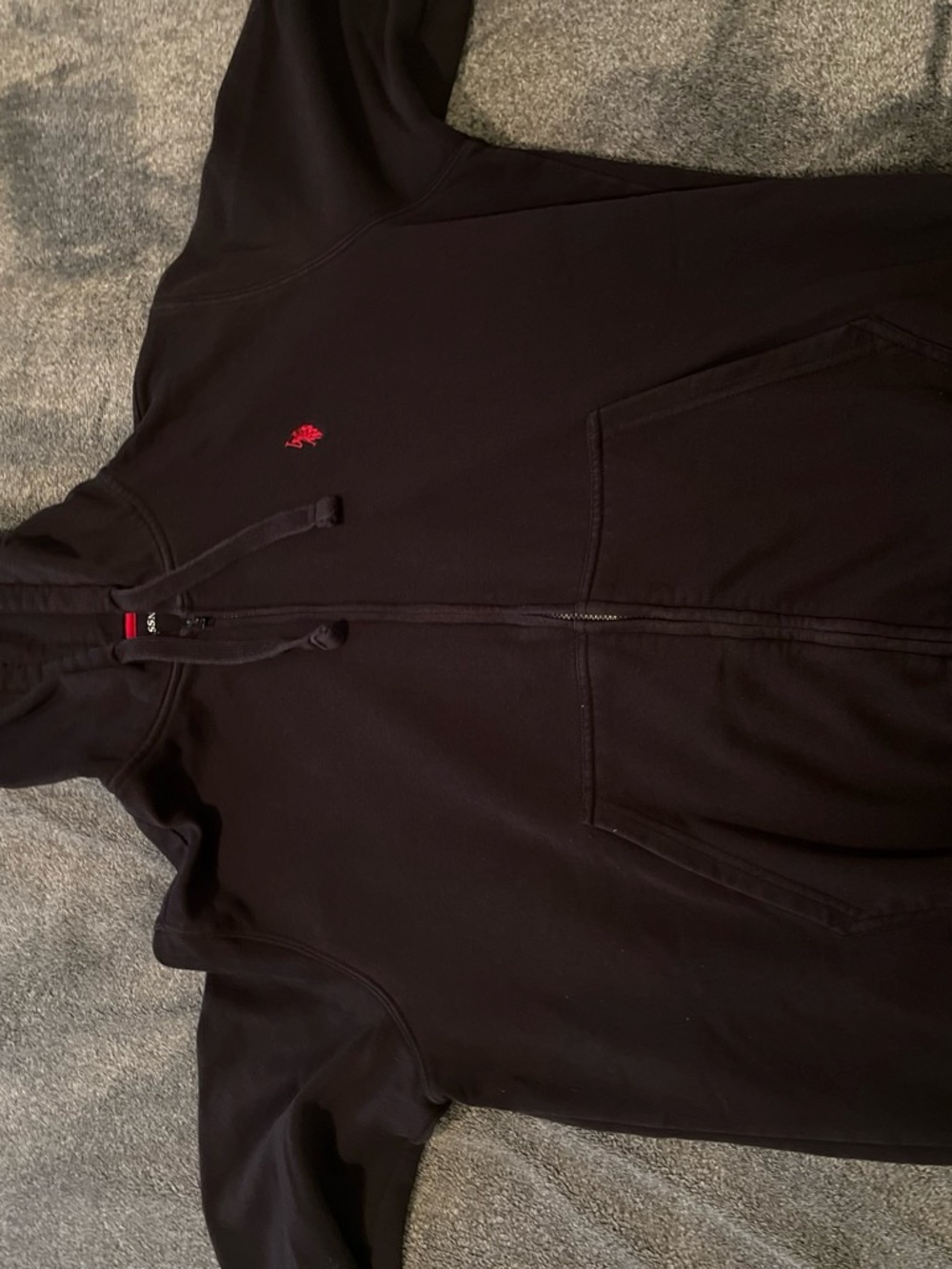 U.S. Polo Assn. Black Zip-Up Hooded Windbreaker with Red Logo